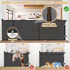196 Inch Retractable Baby Gates Extra Wide, 41 Inch Reinforced Extra Tall Gate for Large Openings, Mesh Safety Gate for Kids Pets, Retractable Dog Gate for Pool Garages Doorway Indoor Outdoor, Black