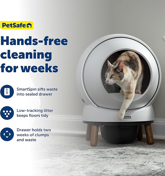 PetSafe ScoopFree SmartSpin Self-Cleaning Litter Box Bundle – Advanced Odor Control – App Controlled – Up to 2 Weeks of Hands-Free Cleaning – Includes Litter Mat, 50 Waste Bin Liners, 4 Deodorizers