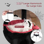 Gothic Cat Tree 32 Inches Small Cat Tree for Large Cats Adult Cat Tower with Scratching Post,15.7”Large Hammock and Self Groomer, and Removable Top Perch and Wide Condo for Indoor Cat-Gothic