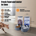 Stainless Steel Automatic Pet Feeder for Small&Medium Pets Automatic Food Feeder and Waterer Stainless Steel Bowls Set 3.8 L, Travel Supply Feeder and Water Dispenser for Dogs Cats Pets Animals