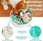 Suhaco 4 in 1 Puzzle Feeder Dog Bowls Slow Feeder Dog Bowls Large Slow Feeding Bowl for Dogs, Dog Puzzle Game Slow Feeder for Dry and Wet Food Dog Food Bowl for Large Dogs, 9.8IN (Green)