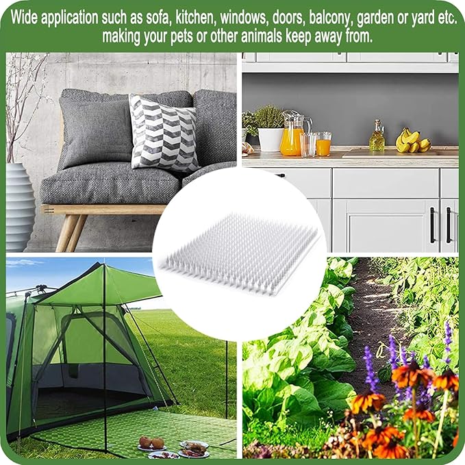 14 Pack Scat Mat for Cats - 16 x 13 Inch Cat Spike Mat with 1 Inch Spike, Cat Repellent Indoor & Outdoor Mat to Deter Cats & Other Animals, Humane Deterrent Indoor Fence