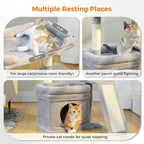 PEQULTI Small Cat Tree Tower for Large Adult Cats with Wide Top Perch, Private Cat Condo and Sisal Scratching Post&Pad for Indoor Cats, Gray