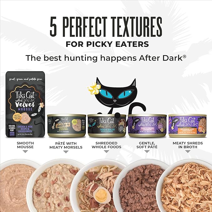 Tiki Cat After Dark Soft Pate Wet Cat Food, Variety Pack, 5.5 oz. Can (8 Count)