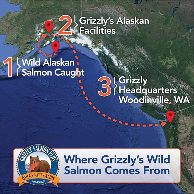 Grizzly Pet Products Salmon Plus Omega 3-6-9 Food Supplement for Dogs and Cats, 32 Ounce