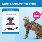 Voyager Escape-Proof Step-in Lock Cat Harness & 5ft Neoprene-Handle Leash Set All-Weather Mesh with Reflective Stitching for Small to Large Cats by Best Pet Supplies, Black Trim-Fuchsia (327), XS