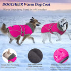 Dogcheer Dog Coat, Christmas Dog Jacket Waterproof Puppy Winter Coat for Cold Weather, Reflective Adjustable Pet Snow Jacket Warm Turtleneck Fleece Sweater for Small Medium Large Dogs - Pink, M