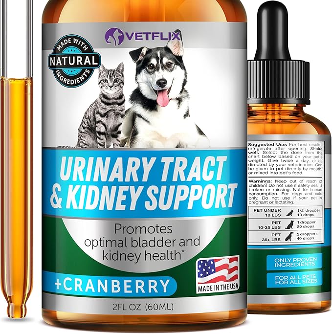 Cranberry UTI & Kidney Support for Dogs & Cats - Made in USA - Natural Urinary Tract Health Supplement - Supports Immune & Bladder Function - 2 Fl Oz