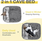 GASUR Dog Beds for Large Medium Small Dogs, Rectangle Cave Hooded Blanket Puppy Bed, Luxury Anti-Anxiety Orthopedic Cat Beds for Indoor Cats, Warmth and Machine Washable (20 inches, Grey)