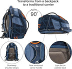 Kurgo G-Train Dog Carrier Backpack for Small Pets Up to 25 Lbs, TSA & Airline Approved, Navy Blue