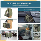 Petsfit Expandable Cat Carrier Dog Carrier, Soft-Sided Collapsible Portable Pet Carrier, 19x12x12, Green