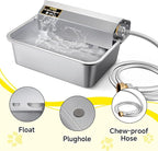 Automatic Dog Water Dispenser, 2 Gallons 304 Stainless Steel Large Dog Water Bowl Dispenser for Indoor/Outdoor, Pet & Livestock Water Feeder, Auto Fill, Fits GHT 3/4" Faucet, Easy to Clean