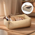 Orthopedic Dog Bed for Large Sized Dog, 36" Waterproof Pet Sofa with Bolster Sides, Washable Couch with Reversible Plush Cushion, Supportive Memory Foam and Calming Design for Crates (Camel, L)