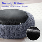rabbitgoo Dog Bed for Small Dogs, 24 inches Washable Small Dog Bed, Fluffy Donut Dog Bed Anti-Slip, Calming Soft Plush Round Pet Bed for Dogs, Fits up to 18 lbs Pets, Dark Grey