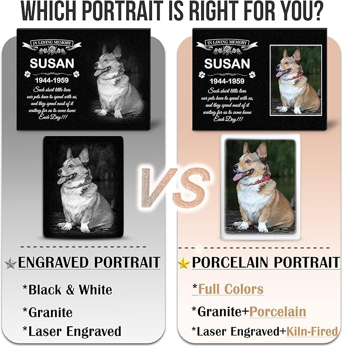 ADFSTONE Pet Memorial Stones Personalized Dog Remembrance Gifts, Customized Dog Picture Grieving Plaque, DIY Gravestone, Custom Sympathy Photo Gift, Animal Grave Markers.