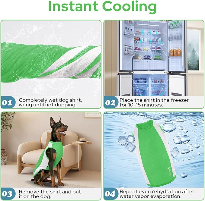 2 Pack Dog Shirts, Breathable Dog Clothes, Summer Sun Protection Pet Sleeveless Vest, Stretchy Tank Top T-Shirts for Large Medium Dogs, Green White+Blue White (XL)