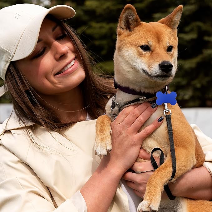 100 Pcs Blank Dog Tags for Engraving 38mm Pet ID Tags Aluminum Bone Shape Name Tag Colorful Double Stamping Dog Cat Phone Number Tag Collar Pendants with Hole