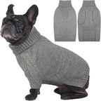IECOii Dog Sweaters For Medium Dogs Girl Boy,Holiday Knit Doggy Sweatshirt with Sleeve,Turtleneck Thick Warm Dog Sweaters for Winter,Pullover Knitwear for French Bulldog,Boston Terrier (Light Grey, L)