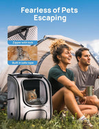 Pecute Cat Backpack Carrier, Large Space Cat Bubble Backpack, Breathable Cat Carrier, Shaded Dog Backpack Carrier, Ergonomic 3D Design for Travel, Hiking, Suitable for Shopping, and Vet, Khaki