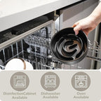 Ceramic Slow Feeder and Water Bowl Set for Small Dogs, Ceramic Dog Bowls Elevated with Wooden Stand, 0.6 Cups Dog Slow Feeder(14oz) and 30oz Water Bowl Set, Black