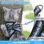 rabbitgoo Cat Harness and Leash Set for Walking Escape Proof, Adjustable Soft Kittens Vest with Reflective Strip for Cats, Comfortable Outdoor Vest, Light Blue, M