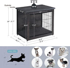 DWANTON Dog Crate Furniture with Cushion, Wooden Kennel Table with Double Doors, Indoor Dog House, Small/Medium/Large/Extra Large Size, 27.2" L, Dark Gray