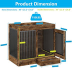 Rustic Brown Heavy Duty Furniture Dog Crate, Wood and Metal Kennel Cage, Pet House End Table with Drawer and Pull-Out Design, Dog Home for Indoor use, Large Size