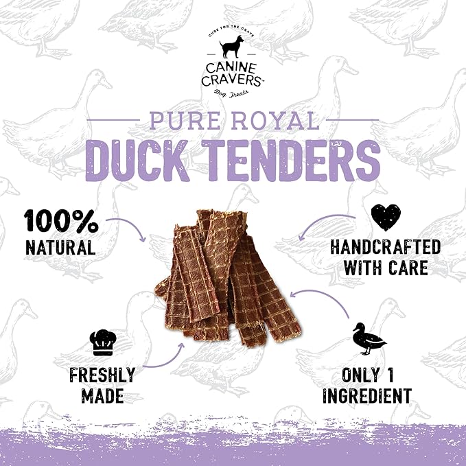 Canine Cravers Single Ingredient Dog Treats – Pure Royal Duck - Human Grade Air Dried Hypoallergenic Pet Food – Grain, Gluten, and Soy Free – 100% All Natural – 5.3 oz