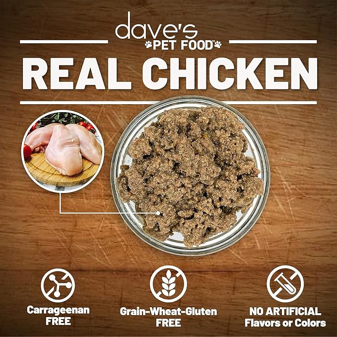 Dave's Pet Food Grain Free Wet Cat Food Pate (Chicken), Made in USA Naturally Healthy, Economy Size, Multi-Cat Families, Canned, 22 oz Cans (12 Pack)