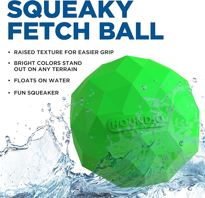 Hound2O Dog Toys | Squeaky Fetch Ball for Dogs | Green Floating Outdoor Toy - Easy to Clean and Made from Non Toxic Materials