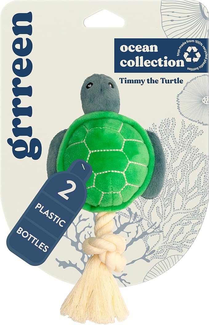 Dog Toys | Plush Turtle Stuffed Animal with Rope for Dogs | Eco Friendly Toy - Easy to Clean and Made from Non Toxic Materials
