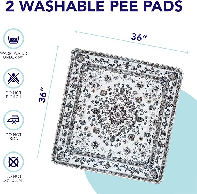 PUPIBOO Washable Pee Pads for Dogs and Cats - Super Absorbent Reusable Puppy Training Pads - 100% Waterproof, Leak-Proof & Non-Slip Whelping Pads for Pet Housebreaking