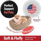 Majestic Pet 24 Inch Suede Shredded Memory Foam Mix Calming Small Dog Bed Washable 24 x 19 x 7 (Inch) - Cozy Soft Round Donut Dog Bed with Spine for Head Support - Pet Bed Stone