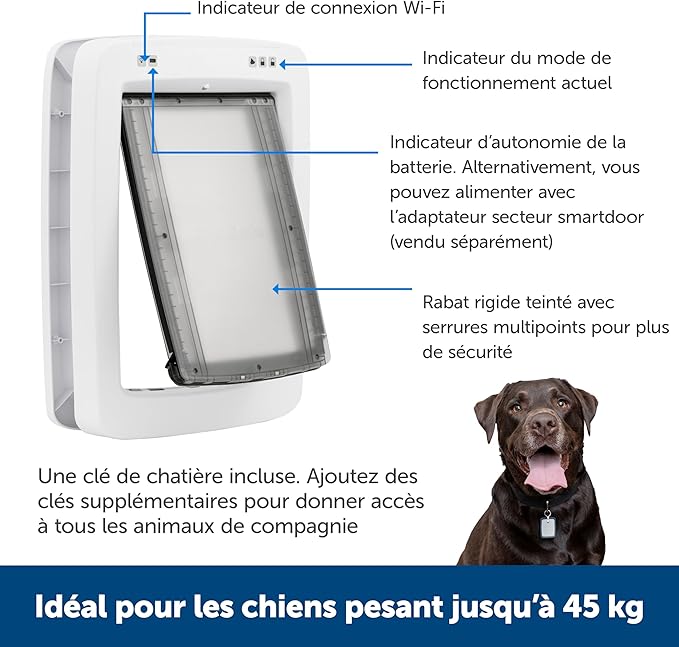 PetSafe SmartDoor App-Controlled Pet Door (Large), Made for Multiple Pets, Selective Entry and Exit, Control Through Your Phone, Smart Dog Door, Wi-Fi Enabled (White - Large)