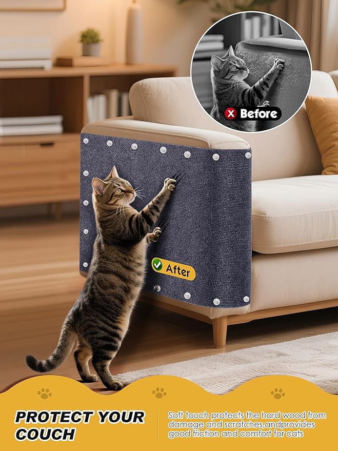 TLNNK 78.7"x15.8" Cat Scratch Mat, Trimmable Self-Adhesive Carpet, DIY Climb Cat Scratcher for Furniture Couch or Wall Protector, Covering Cat Scratching Post Replacement Pads (Dark Gray)