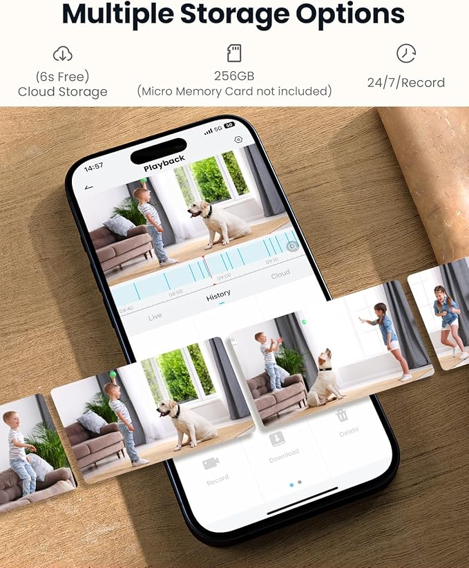ieGeek 2K Indoor Security Camera, 5G/2.4G WiFi Pet Cameras for Home Security, 360° Dog Cam w/Auto Tracking, Smart Motion Detection, Phone App, Baby Monitor, 3MP Night Vision, Works with Alexa(2 Pack)