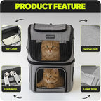 Cat Backpack Carrier for 2 Cats, Kittens or Small Dogs, Foldable & Breathable Pet Travel Bag, Cat Carrier Soft Sided & Lightweight, Holds up to 10kg, Ideal for Hiking, Camping & Picnic