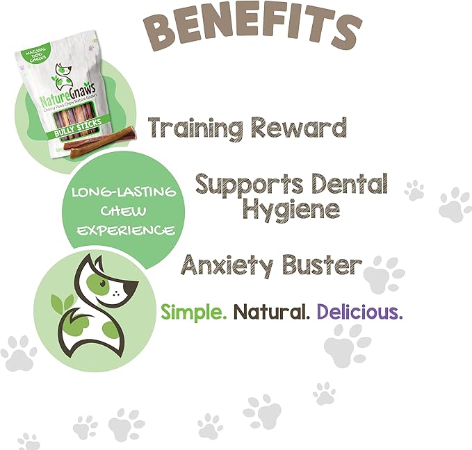 Nature Gnaws Bully Sticks for Dogs 5-6" (8oz) - Mixed Thickness - Long Lasting for Aggressive Chewers and Large Dogs - Natural Beef Dog Chew Bones