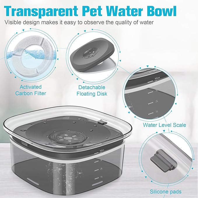 UPSKY 4L Dog Water Bowl 135oz No Spill Dog Bowl Extra Large Capacity Slow Drinking Water Feeder, Splash Proof Pet Water Dispenser Vehicle Carried Travel Water Floating Bowl for Dogs, Cats