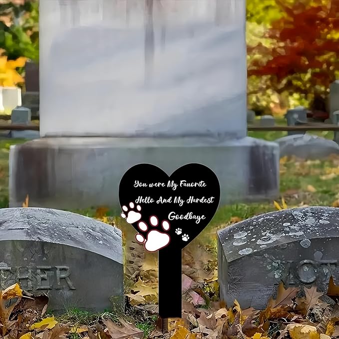 12 inch Metal Dog Memorial Grave Markers Dogs Cemetery Headstones Decorations Stakes Cemetery Memorial Plaque for loss of Puppy Pet Cross Tombstones Stake Ornaments Sign for Garden Outdoor Yard