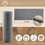 Cat Scratching Climbing Carpet Mat, Self-Adhesive Trimmable Anti Cat Scratcher Couch Furniture Protector from Cat Claws, Cat Post Covered Pad Replacement for DIY Cat Tree (Light Gray, 15.8" x 79")