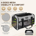 TSA Approved Pet Carrier for Small Cats and Puppies, Soft-Sided and Foldable, Cat and Dog Carrier Fits Pets Up to 15 lbs, Durable Portable Travel Bag with Litter Box, Dark Gray