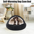 HYQ Dog Bed for Small Dogs, Cozy Cat Cave Bed, Cat Beds for Indoor Cats Washable, Non-Slip Cat Beds, Calming Dog Bed with Hooded Cover, Dog Bed with Cover for Small Medium Pets(Dark Grey, 24×24 Inch)