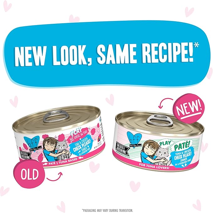 B.F.F. Play - Best Feline Friend Paté Lovers, Aw Yeah!, Tuna & Chicken Check Please! with Tuna & Chicken, 5.5oz Can (Pack of 8)