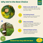 5-in-1 Dog Enrichment Toy – Bite & Brush Freeze Ball, Dog Toys, Interactive Chew Toy for Large Aggressive Chewers (25-85 lbs), Freezable Bone for Dogs, Homemade Treat Dispenser (Green, Large)