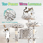 SHA CERLIN 73in Fan-Shaped Corner Cat Tower for Save Space/Multi-Level Tall Tree for Indoor Kitties/Condo with Baskets/Cozy Perches/Sisal Scratching Posts/Pet Activity House/White & Black Spot