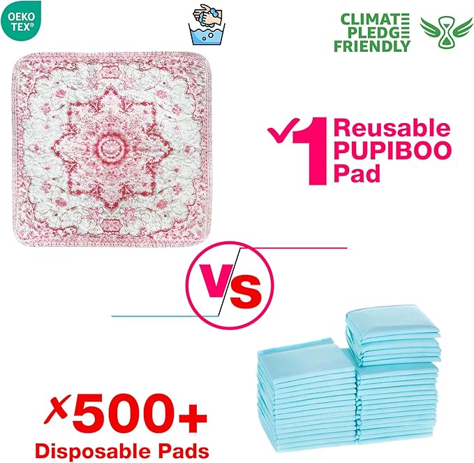PUPIBOO Washable Pee Pads for Dogs and Cats - XXL (1 Pack) 6 FT X 6 FT Super Absorbent Reusable Puppy Training Pads - 100% Waterproof, Leak-Proof & Non-Slip Whelping Pads for Pet Housebreaking