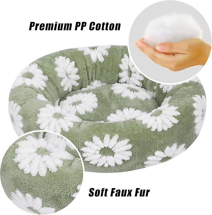 Calming Dog Bed, Dog Beds Fits up to 15 lbs Pets, Fluffy Donut Dog & Cat Bed Washable, Round Anti Anxiety Dog Bed, Small Dog Bed with Non-Slip Bottom (White, 20" x 20")
