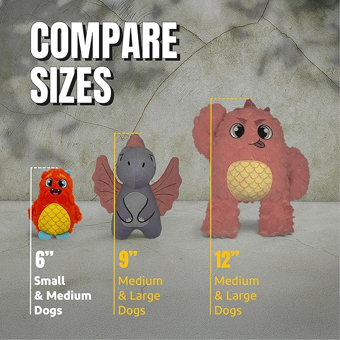 Bite Force - Durable & Strong Dog Toy Orange Monster with Squeaker, Kevlar-Reinforced for Aggressive Chewers.