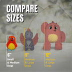 Bite Force - Durable & Strong Dog Toy Orange Monster with Squeaker, Kevlar-Reinforced for Aggressive Chewers.